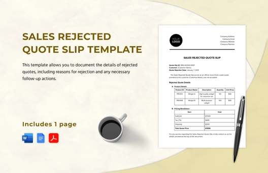 Sales Rejected Quote Slip Template