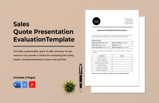 Sales Quote Presentation Evaluation Template