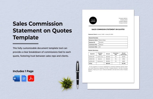 Sales Commission Statement on Quotes Template