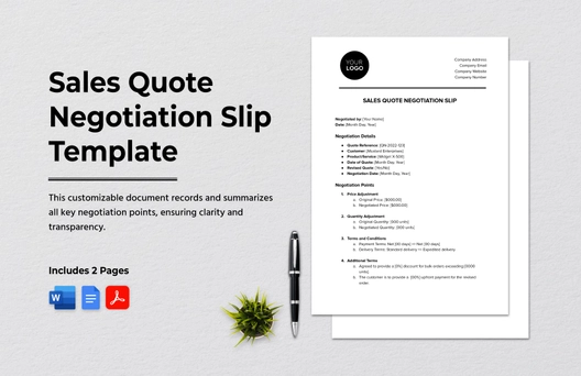 Sales Quote Negotiation Slip Template