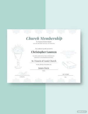 Church Membership Certificate Template