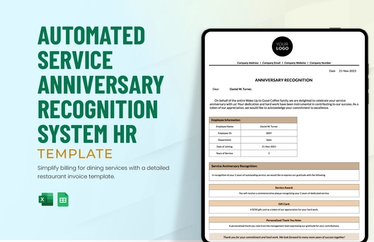 Automated Service Anniversary Recognition System HR Template
