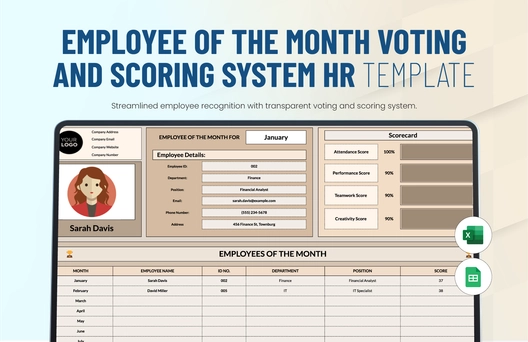 Employee of the Month Voting and Scoring System HR Template