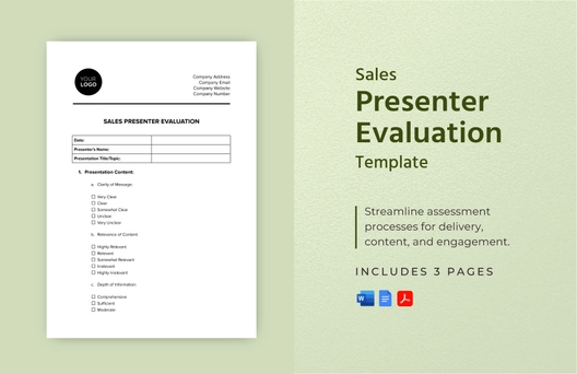 Sales Presenter Evaluation Template