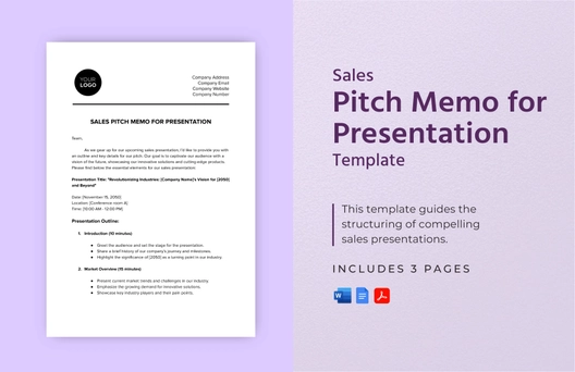 Sales Pitch Memo for Presentation Template Sales Pitch Memo for Presentation Template