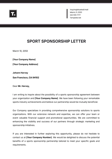 Free Sports Sponsorship Letter Template to Edit Online