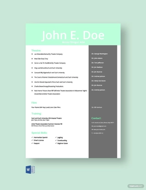 Theater Actor Resume Theater Actor Resume