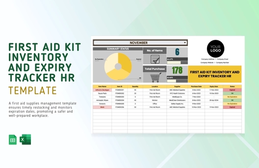 First Aid Kit Inventory and Expiry Tracker HR Template