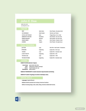 Actor Model Resume