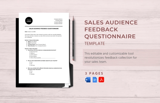 Sales Audience Feedback Questionnaire Template