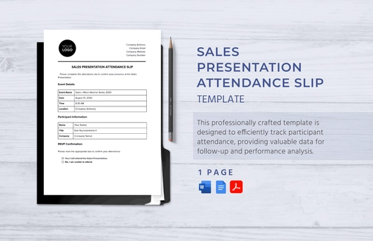 Sales Presentation Attendance Slip Template