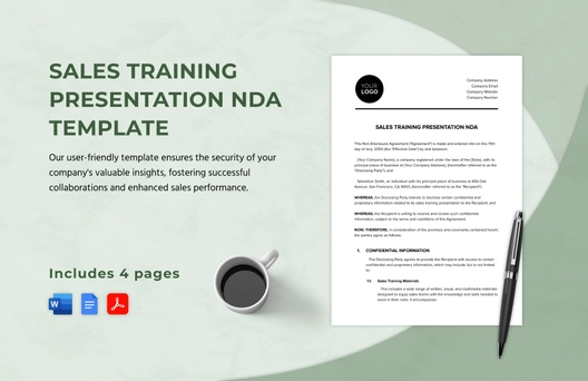 Sales Training Presentation NDA Template Sales Training Presentation NDA Template