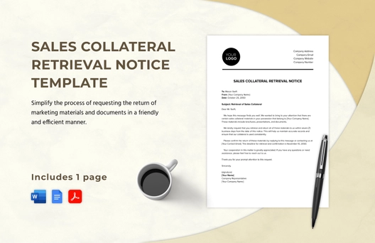 Sales Collateral Retrieval Notice Template