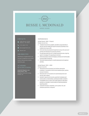 Armed Guard Resume