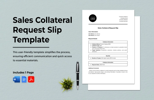 Sales Collateral Request Slip Template