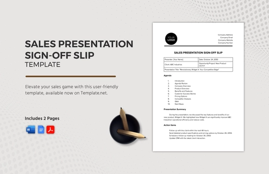 Sales Presentation Sign-off Slip Template