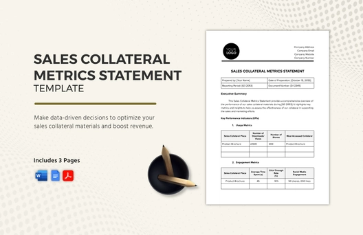 Sales Collateral Metrics Statement Template