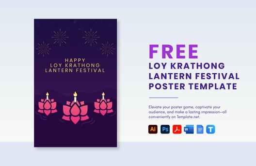 Free Loy Krathong Lantern Festival Poster Template to Edit Online