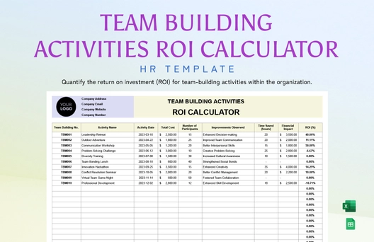 Team Building Activities ROI Calculator HR Template