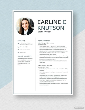 Coding Manager Resume