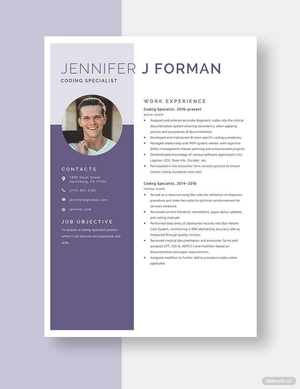 Coding Specialist Resume