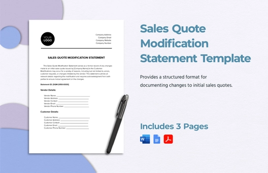 Sales Quote Modification Statement Template