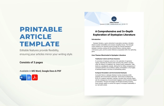 Printable Article Template