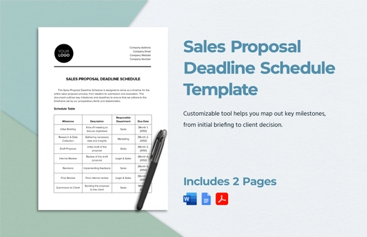 Sales Proposal Deadline Schedule Template
