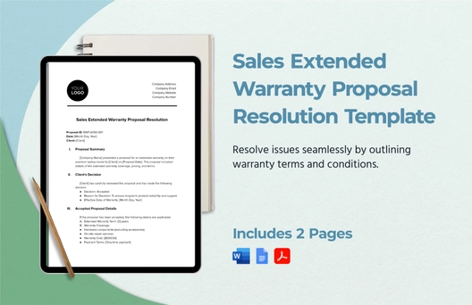 Sales Extended Warranty Proposal Resolution Template