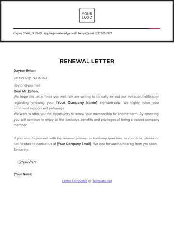 Free Renewal Letter Template to Edit Online