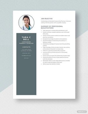 Compounding Pharmacy Technician Resume