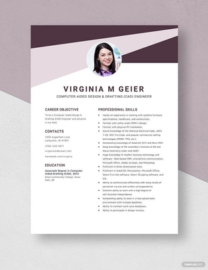 Computer Aided Design & Drafting (CAD) Engineer Resume