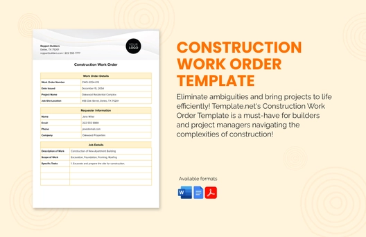 Construction Work Order Template