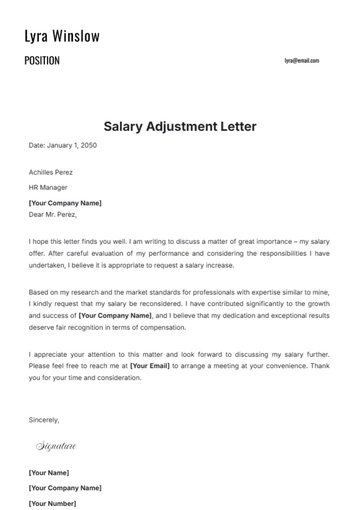 Free Salary Adjustment Letter Template to Edit Online