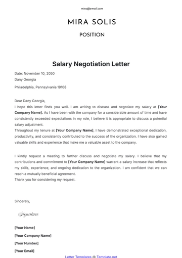 Free Salary Negotiation Letter After Job Offer Template to Edit Online