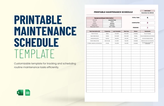 Printable Maintenance Schedule Template