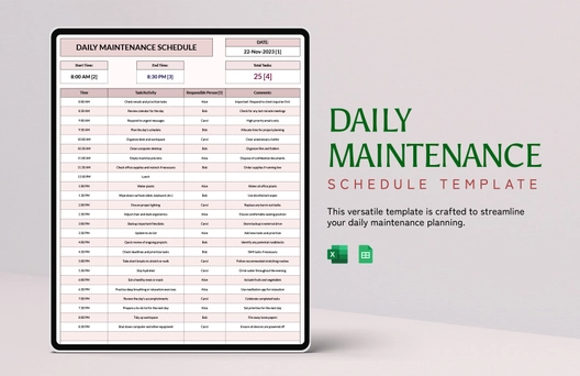 Daily Maintenance Schedule Template Daily Maintenance Schedule Template