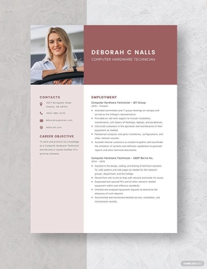 Computer Hardware Technician Resume