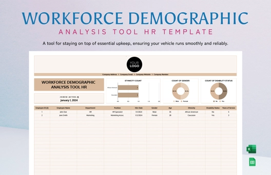 Workforce Demographic Analysis Tool HR Template