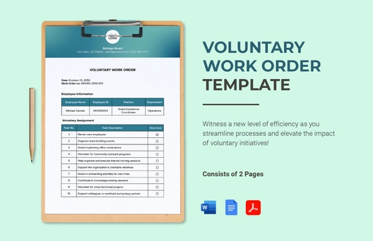 Voluntary Work Order Template