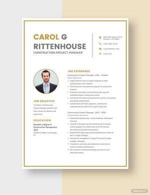 Construction Project Manager Resume