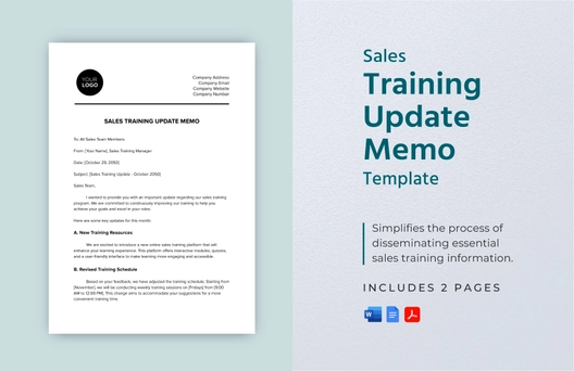 Sales Training Update Memo Template