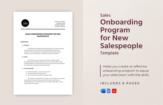 Sales Onboarding Program for New Salespeople Template