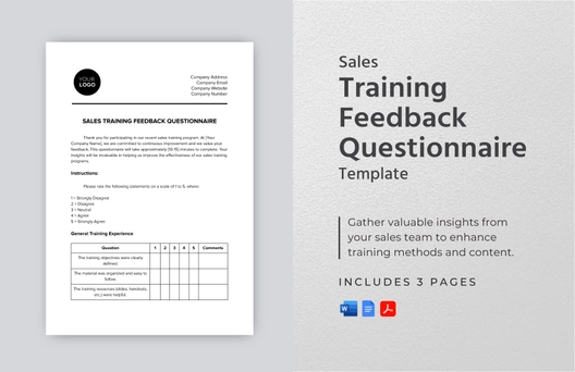 Sales Training Feedback Questionnaire Template