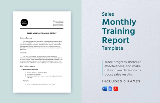 Sales Monthly Training Report Template