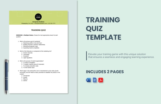 Training Quiz Template Training Quiz Template