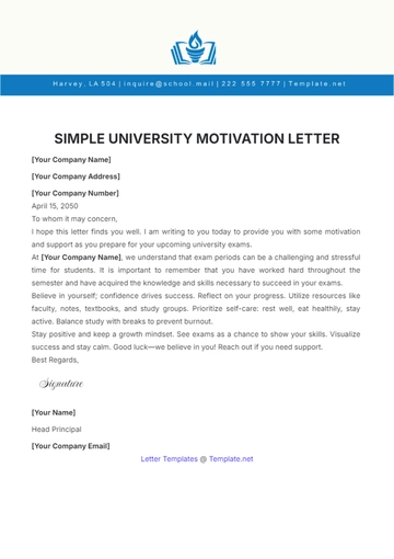Free Simple University Motivation Letter Template to Edit Online