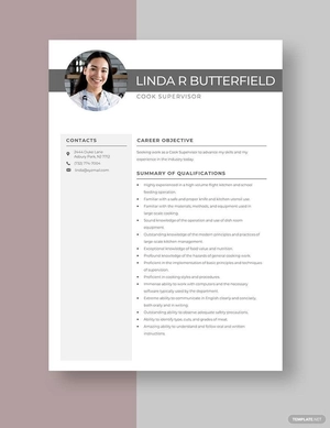 Cook Supervisor Resume
