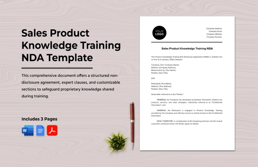 Sales Product Knowledge Training NDA Template Sales Product Knowledge Training NDA Template