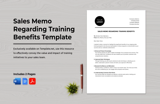 Sales Memo Regarding Training Benefits Template